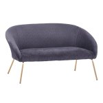 Sofa JOYCE mit Samtstoff in Grauton und Metallbeinen in Gold