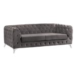 3-Sitzer Sofa ALBERT mit Samt | In Grau