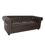 Gestepptes 3-Sitzer Chesterfield Sofa | In Dunkelbraun