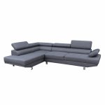 Ecksofa links aus grauem Stoff 270x200x87cm