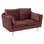 KAREN SOFA 2 SITZ ROSE SAMT & METALL FÜßE IN GOLD 152x84x95 cm WW3136.22