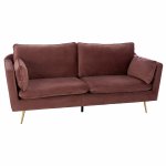 KAREN SOFA 3 SITZ ROSE SAMT & METALL FÜßE IN GOLD 213x82x95cm WW3136.32