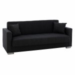SCHLAFCOUCH 3 SITZER DUNKELGRAU MIT KISSEN 214x85x78 cm