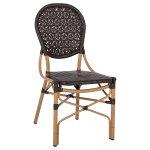STUHL ALUMINIUM-BAMBUS-OPTIK UND PE-RATTAN IN BRAUN 47x58x95cm