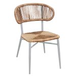 STUHL ALUMINIUM IN WEIß - MIT BEIGEM SYNTHETISCHEM RATTAN