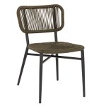 STUHL EULO ALUMINIUM IN ANTHRAZIT-SYNTHETISCHES RATTAN IN OLIVENGRÜN 49x60x78Hcm