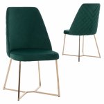 CHAIR ROSALIND MADE OF VELVET GREEN WITH METAL GOLD BASE 49x62x93 cm