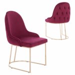 CHAIR LILIANA MADE OF BORDEAUX VELVET WITH METAL GOLD BASE 55x64x90 cm