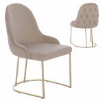 CHAIR LILIANA MADE OF ECRU VELVET WITH METAL GOLD BASE 55x64x90 cm