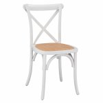 Wooden chair Owen Stackable from beech wood in white color with crossed back 48x53x90 cm