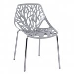 "ELSA" Design Stuhl mit grauem Sitz und Metallbeinen
