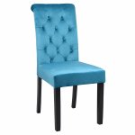 STUHL "ROXIE" AUS TÜRKIS BLAUEM SAMT MIT HOLZFÜßEN 46,5x61,5x100 cm