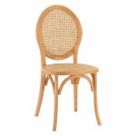 WOODEN CHAIR WITH OVAL BACK AND RATTAN KNIT IN NATURAL COLOR 45x50x97 cm