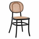 Wooden chair with rattan in black color 44x51x87cm