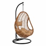 Hängesessel Wicker-Rattan beige mit Kissen