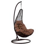 Hängesessel-Nest aus Metall in braun mit Kissen φ95 x 193 cm.