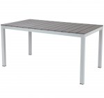 Lissabon Aluminium Tisch mit Kunststoff Tech Wood in grau