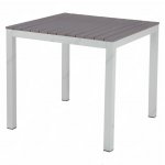 Lissabon Aluminium Tisch 82x82 mit Kunststoff Tech Wood in grau