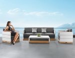 "NUT" LOUNGE SET MIT 4-TEILE AUS ALUMINIUM UND HOLZ WEIß GRAU