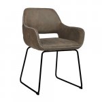 Sessel "Madison" aus Kunstleder in braun mit Metallbeinen