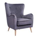 Ohrensessel MARTA aus Samt in Farbe Grau