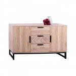 Schrank Kommode "Chanelle" aus Melamin in natürlicher Farbe mit schwarzen Beinen 148x39,5x79,5 cm