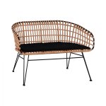 Gartenbank ,,Allegra“ mit Kissen in Schwarz-Beige