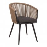 Sessel "Harriet" in Aluminium beige mit Seil und Kissen 58Χ61Χ81 cm