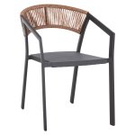 ALUMINIUM-SESSEL CARBON-RAHMEN & TEXTLINE-BEIGE RATTAN 56,5 x 61 x 81,5 cm