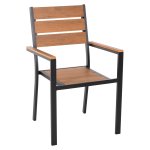 ALUMINIUMSESSEL SCHWARZ-POLYWOOD IN NATURAL 55x55x86Hcm