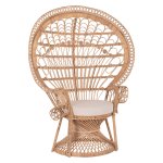 SESSEL ROYAL PEACOCK RATTAN IN NATUR-KISSEN BEIGE 114x72x150Hcm