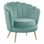 Luxus Cocktailsessel COQUILLE aus Samt in Farbe Türkis