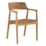 SESSEL AUS MASSIVEM TEAKHOLZ UND SITZ IN STROHMATT 58x53x79cm