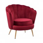 Luxury cocktail armchair COQUILLE made of velvet in red
