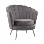 Luxury cocktail armchair COQUILLE made of velvet in color gray
