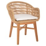 ARMCHAIR LAMORA TEAK WOOD-SYNTHETIC ROPE-CUSHION 60x61x78Hcm