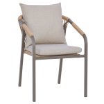 SESSEL IN CHAMPAGNERFARBEN MIT ALUMINIUM-PERATTAN UND KISSEN IN BEIGE