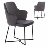 SESSEL "TRIANA" AUS GRAUEM SAMT MIT SCHWARZEN METALLBEINEN 57x62x87 cm