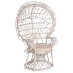 ROYAL PEACOCK SESSEL RATTAN IN WEIß MIT WEIßEM KISSEN 114x72x150cm