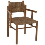 ARMCHAIR SOLID TEAK & RUSH-MATT- NATURAL 53X55X82
