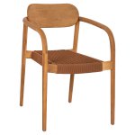 ARMCHAIR OSLO TEAK WOOD IN NATURAL & BROWN ROPE 55x54x80Hcm