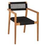 ARMCHAIR CHARLOTTE TEAK WOOD IN NATURAL & BLACK ROPE 59x54x83Hcm