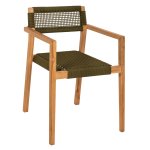 ARMCHAIR CHARLOTTE TEAK WOOD IN NATURAL & GREEN ROPE 59x54x83Hcm