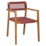 ARMCHAIR CHARLOTTE TEAK WOOD IN NATURAL & PINK ROPE 59x54x83Hcm