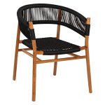 DINING ARMCHAIR IRVING TEAK WOOD IN NATURAL COLOR AND BLACK ROPE 62x55x75Hcm