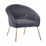 Joyce armchair in gray velvet with gold metal legs