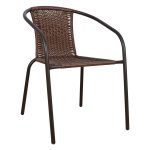 Outdoor-Sessel aus Metall mit Korbgeflecht in Braun