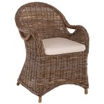 SESSEL KEYLA BRAUNES RATTAN-ECRU-KISSEN 63x65x87Hcm