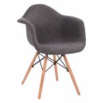 Armchair with wooden legs and grey fabric MITRO 63x57x81 cm