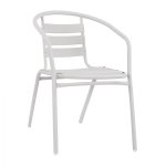 Bistrostuhl „Laura“ aus weißem Aluminium mit Rückenlehne